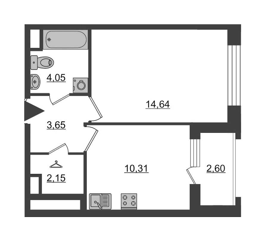 Однокомнатная квартира в : площадь 36.1 м2 , этаж: 2 – купить в Санкт-Петербурге